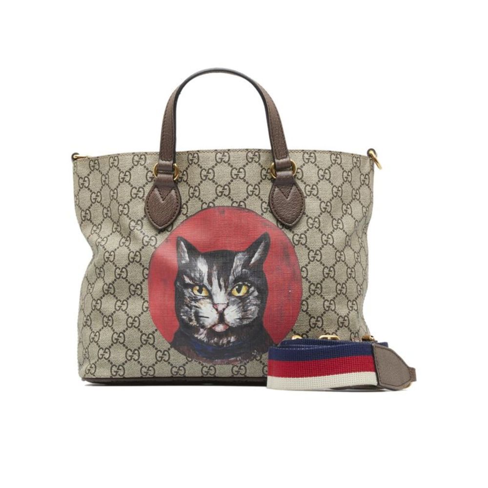 Pre Loved Gucci Mystic Cat Coated Canvas Satchel - Picture 12 of 12